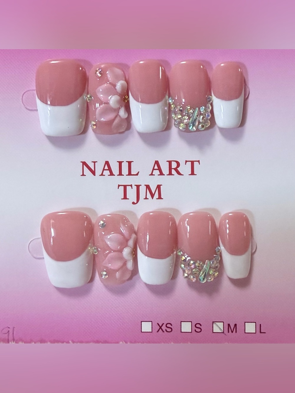 Pink and White Floral Nail Art Set